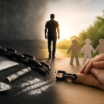 Cocaine addiction awareness image showing struggle and recovery journey from substance use to hope and support