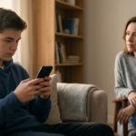 A split graphic shows a worried teen viewing substance use content and a positive teen using tools like literacy and community to avoid teen substance use.