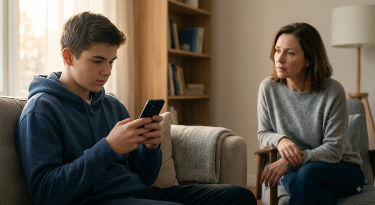 A split graphic shows a worried teen viewing substance use content and a positive teen using tools like literacy and community to avoid teen substance use.