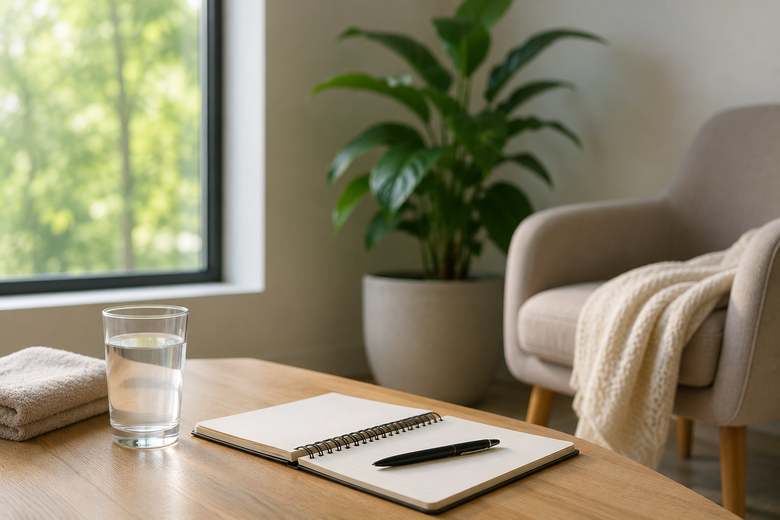 A peaceful wellness space representing the calm and supportive atmosphere associated with medical detox and recovery.